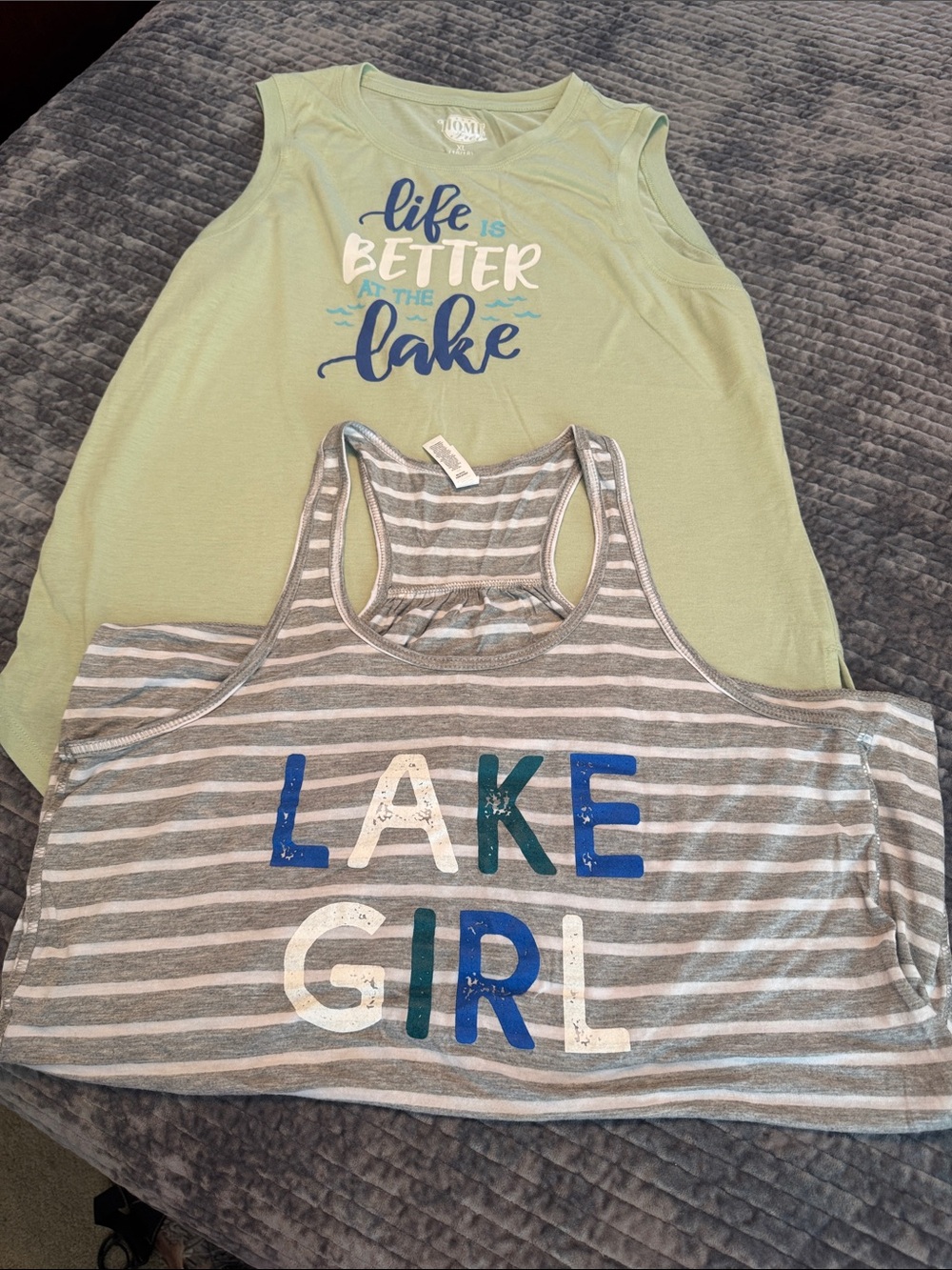 Women’s Lake Girl' Striped Tank + 'Life is Better at the Lake' Green Tank Set